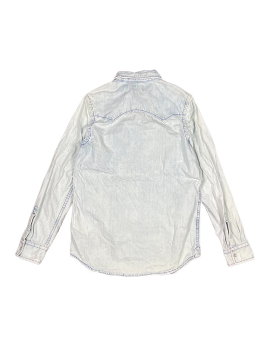 Y2k Diesel Long Sleeve Shirt White Blue - XXS