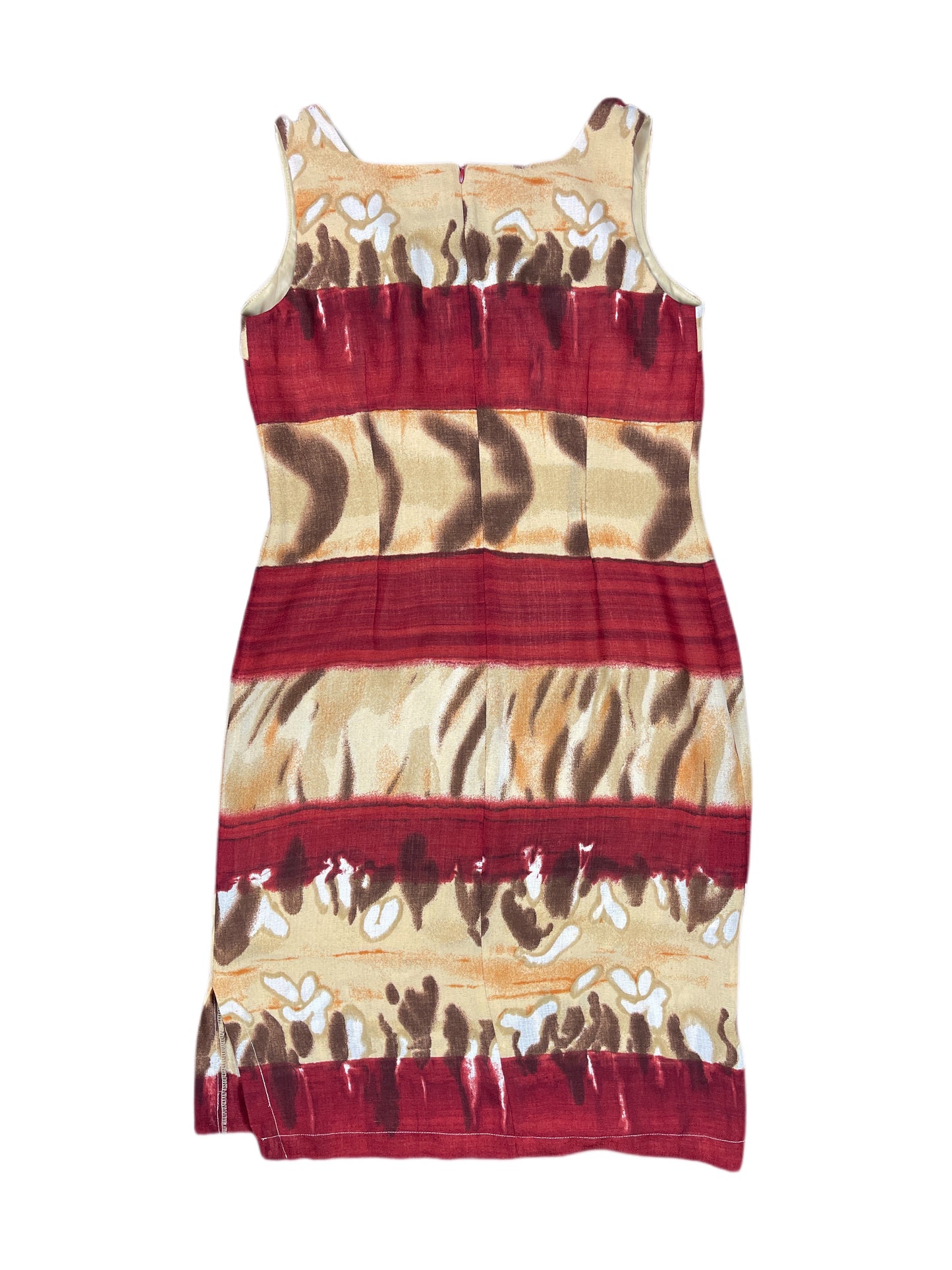 Vintage Tapioca Sleeveless Dress Beige Red - XXL