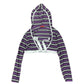 Y2k BbG Long Sleeve Top with Hood Purple Black - XL