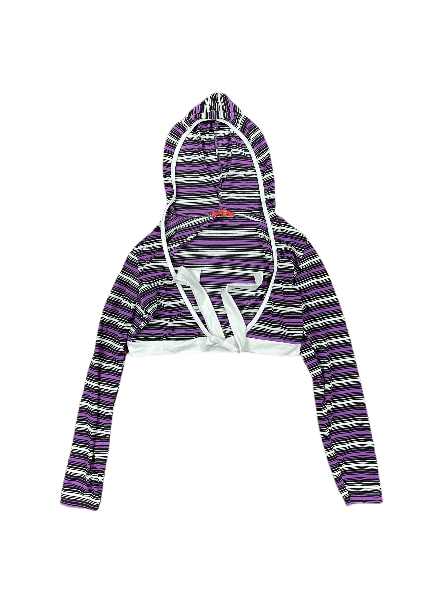 Y2k BbG Long Sleeve Top with Hood Purple Black - XL