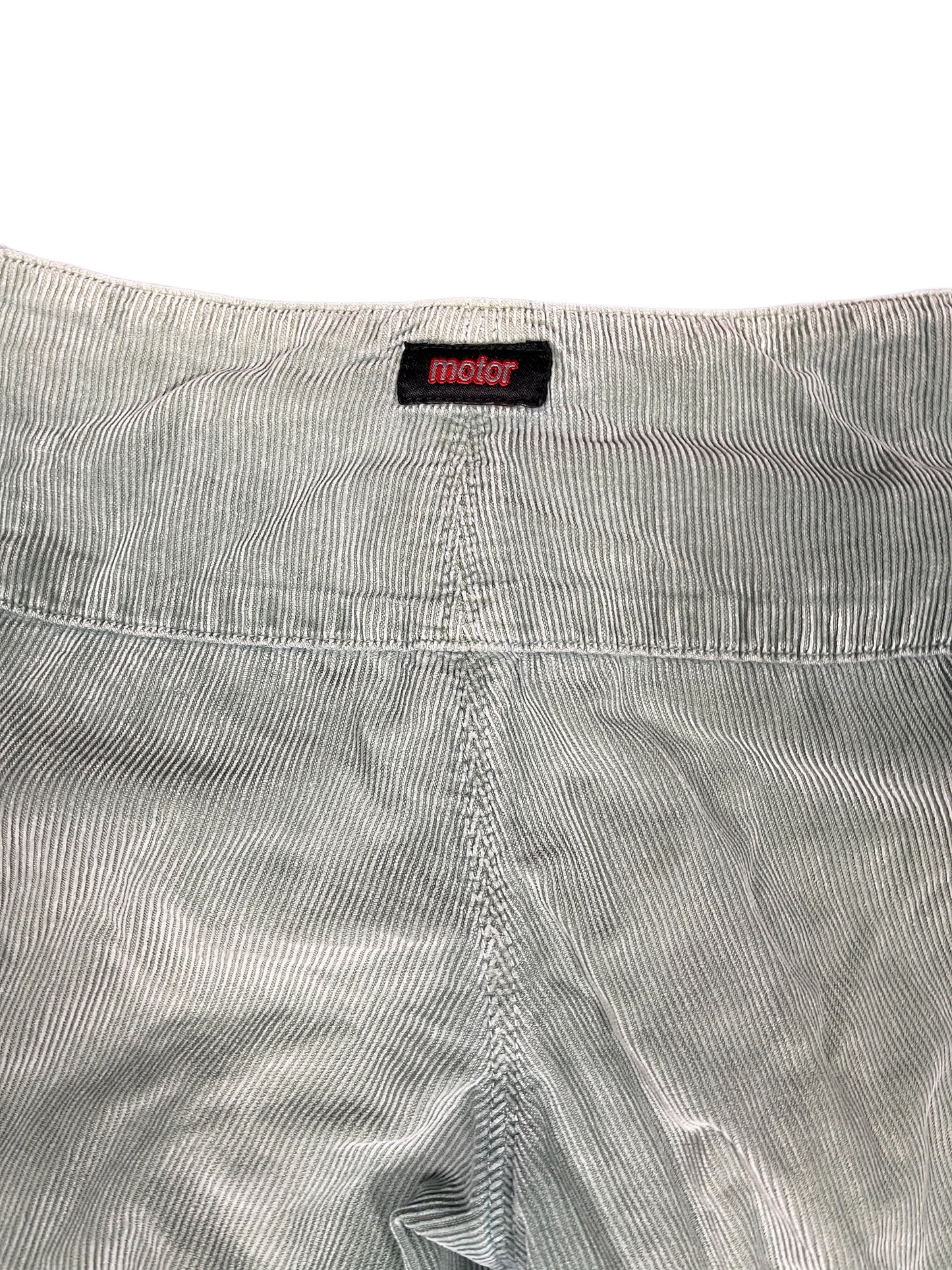 Y2k Motor Low Waist Flared Corduroy Pants Turquoise - S/M