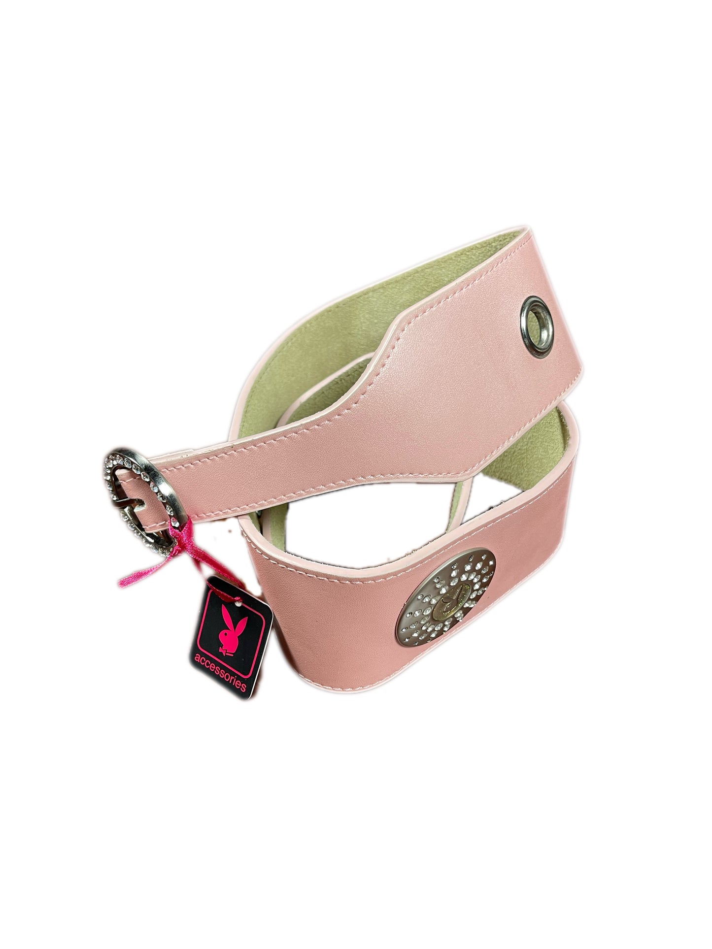 Y2k Playboy Thick Leather Belt Rose 2004