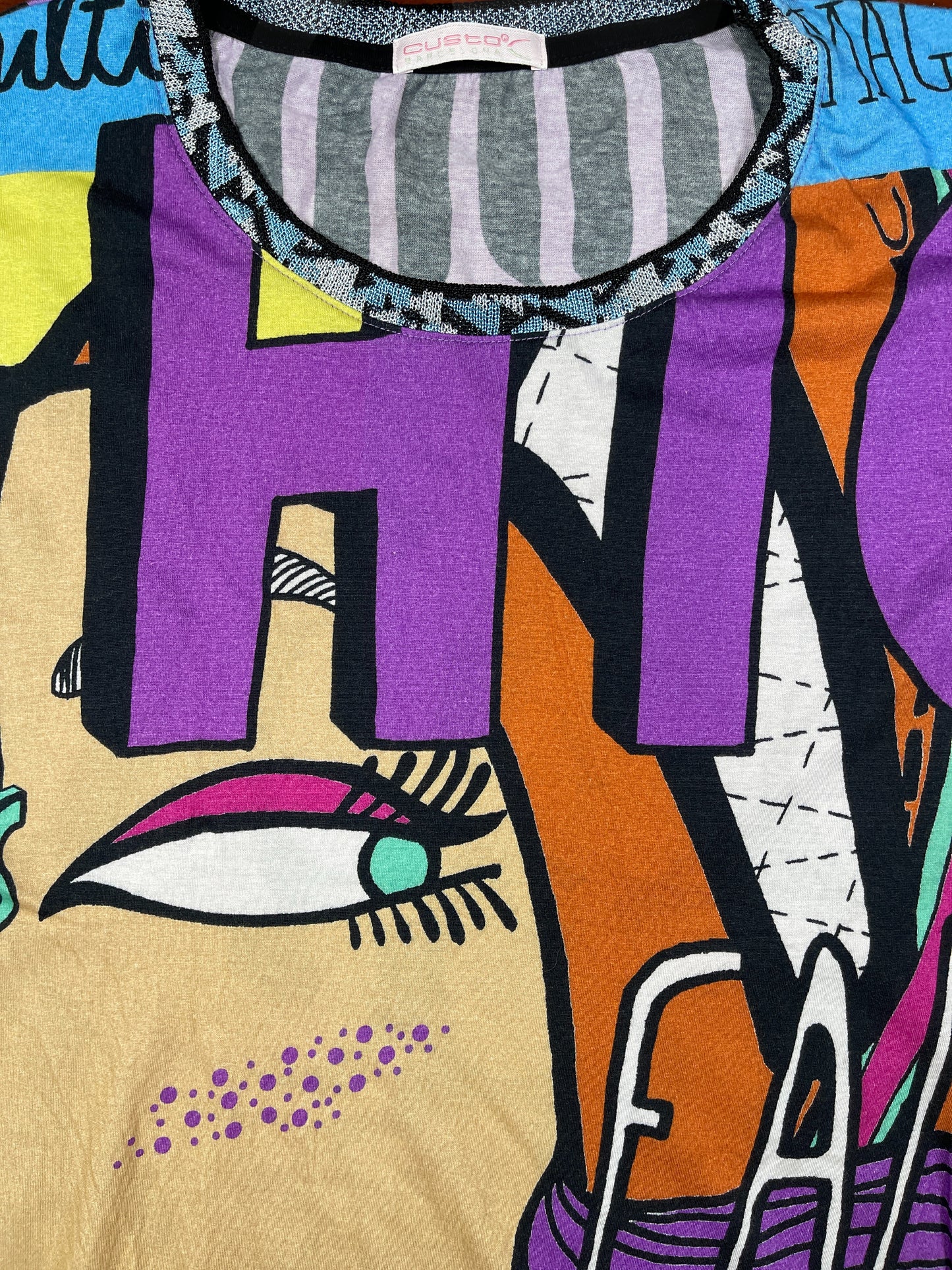 Y2k Custo Barcelona Short Sleeve Top - M