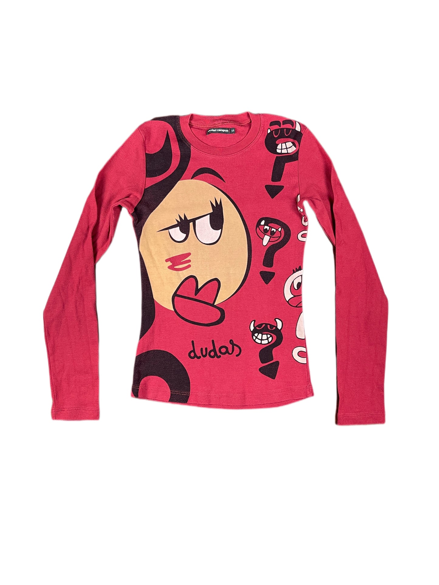 Y2k Ciudad Campus Long Sleeve Top Red - S