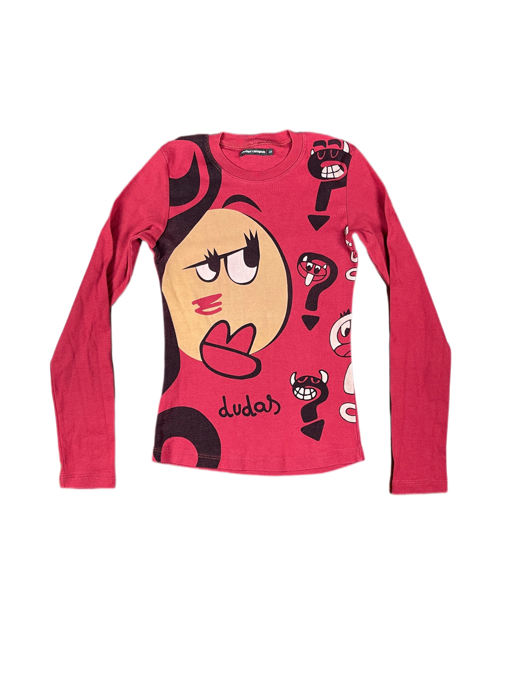 Y2k Ciudad Campus Long Sleeve Top Red - S