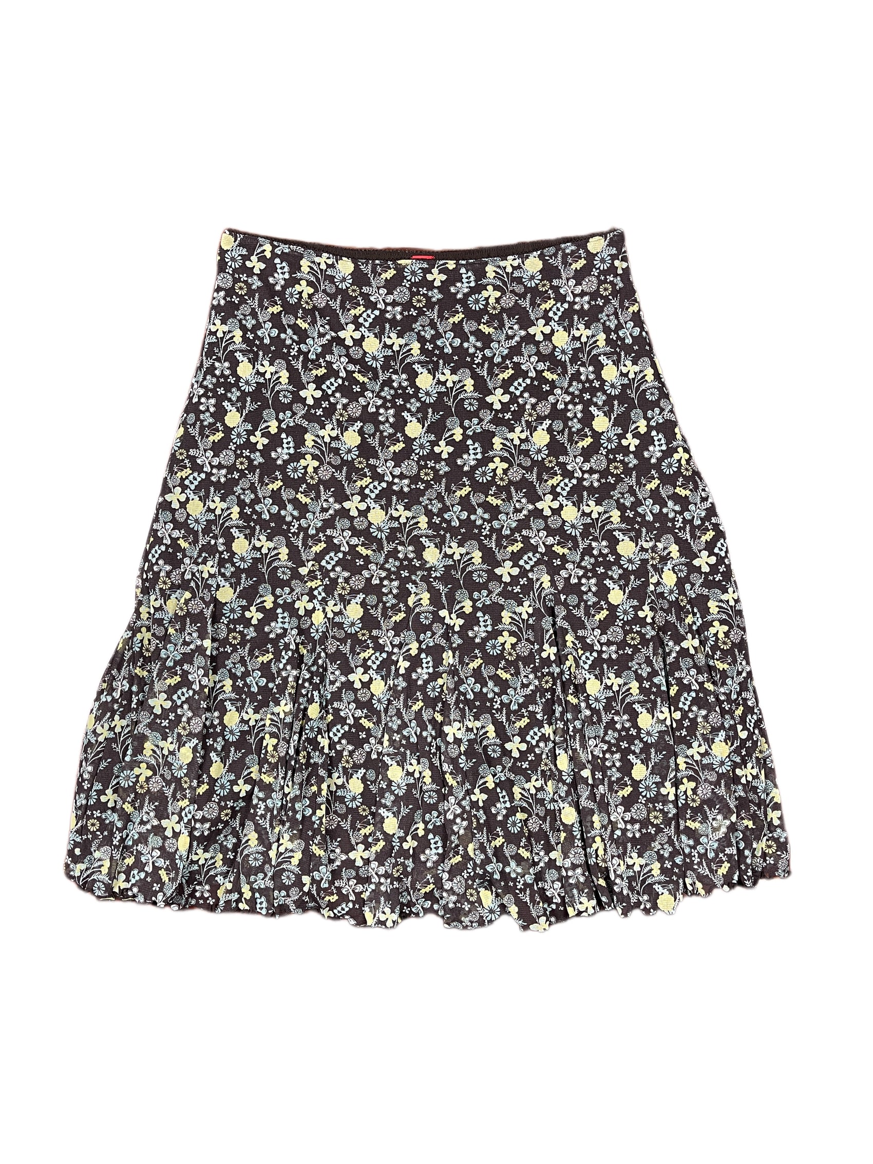 Y2k S.Oliver Skirt Flower Brown Turquoise - M