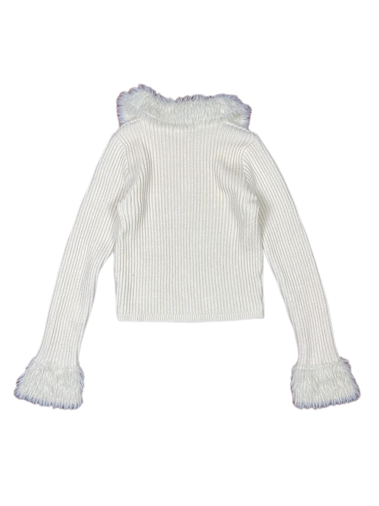 Elli White Zip Knit Sweatshirt White - S