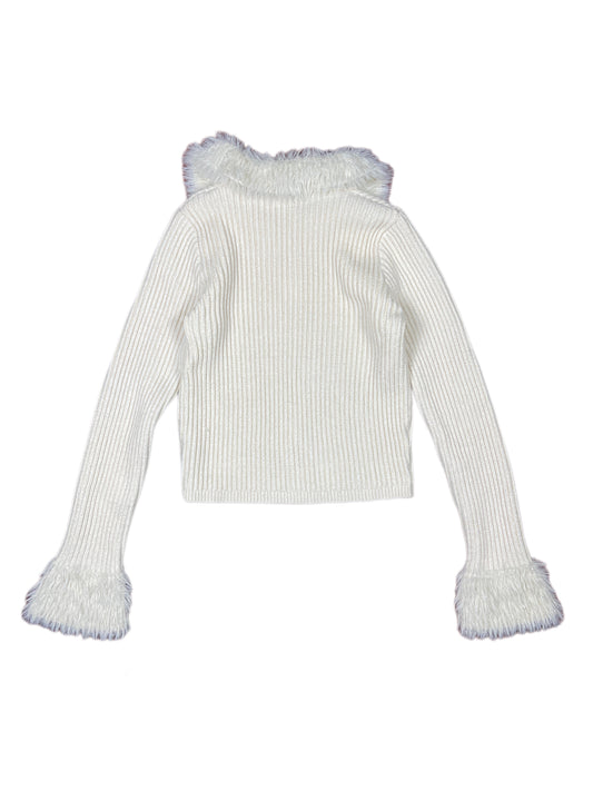 Elli White Zip Knit Sweatshirt White - S