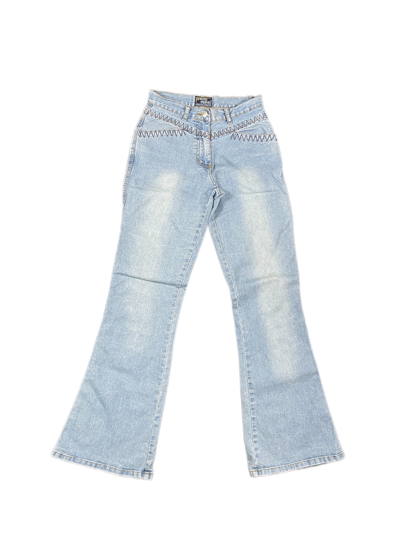 Vintage Crazy World Flared Denim Jeans Pants Blue - XS