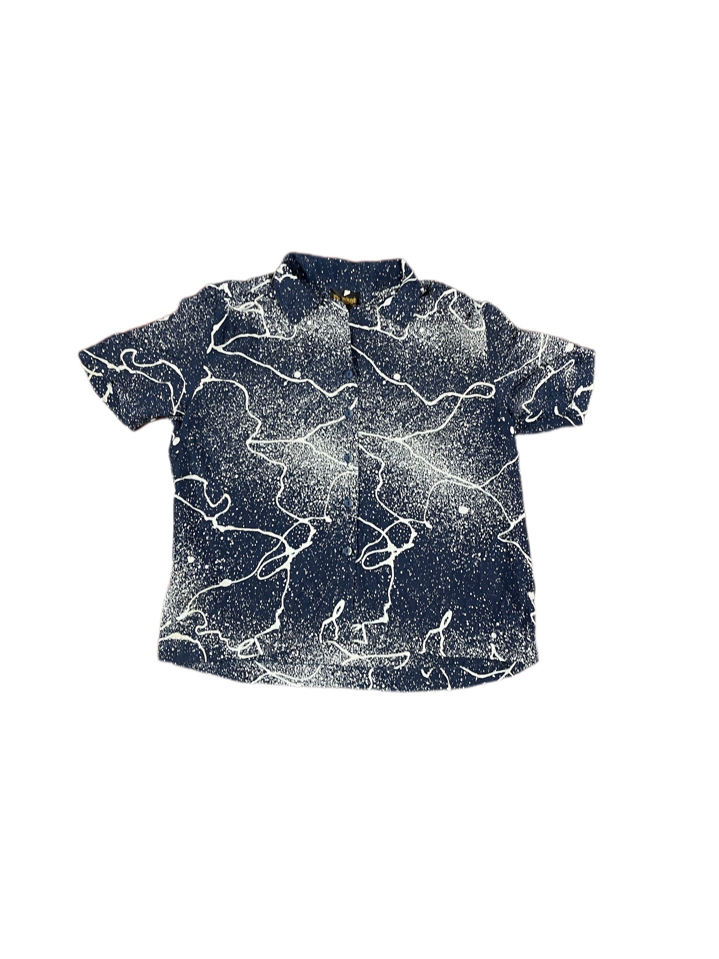 Vintage DB D'Best Silk Short Seele Shirt Navy - L