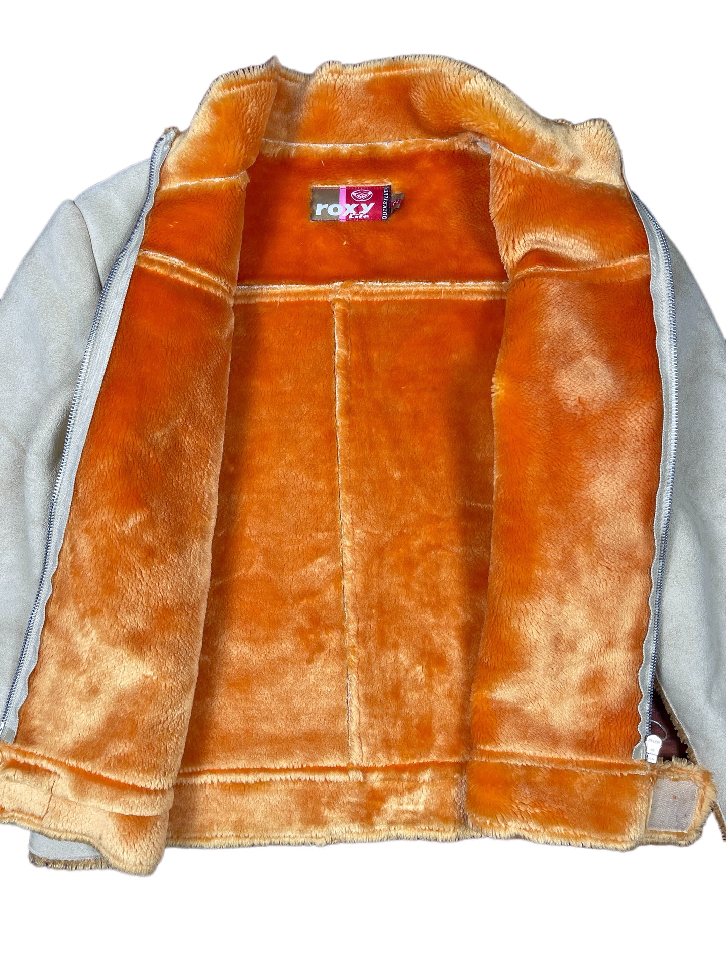 Y2k Roxy Fluffy Jacket Beige Orange - S