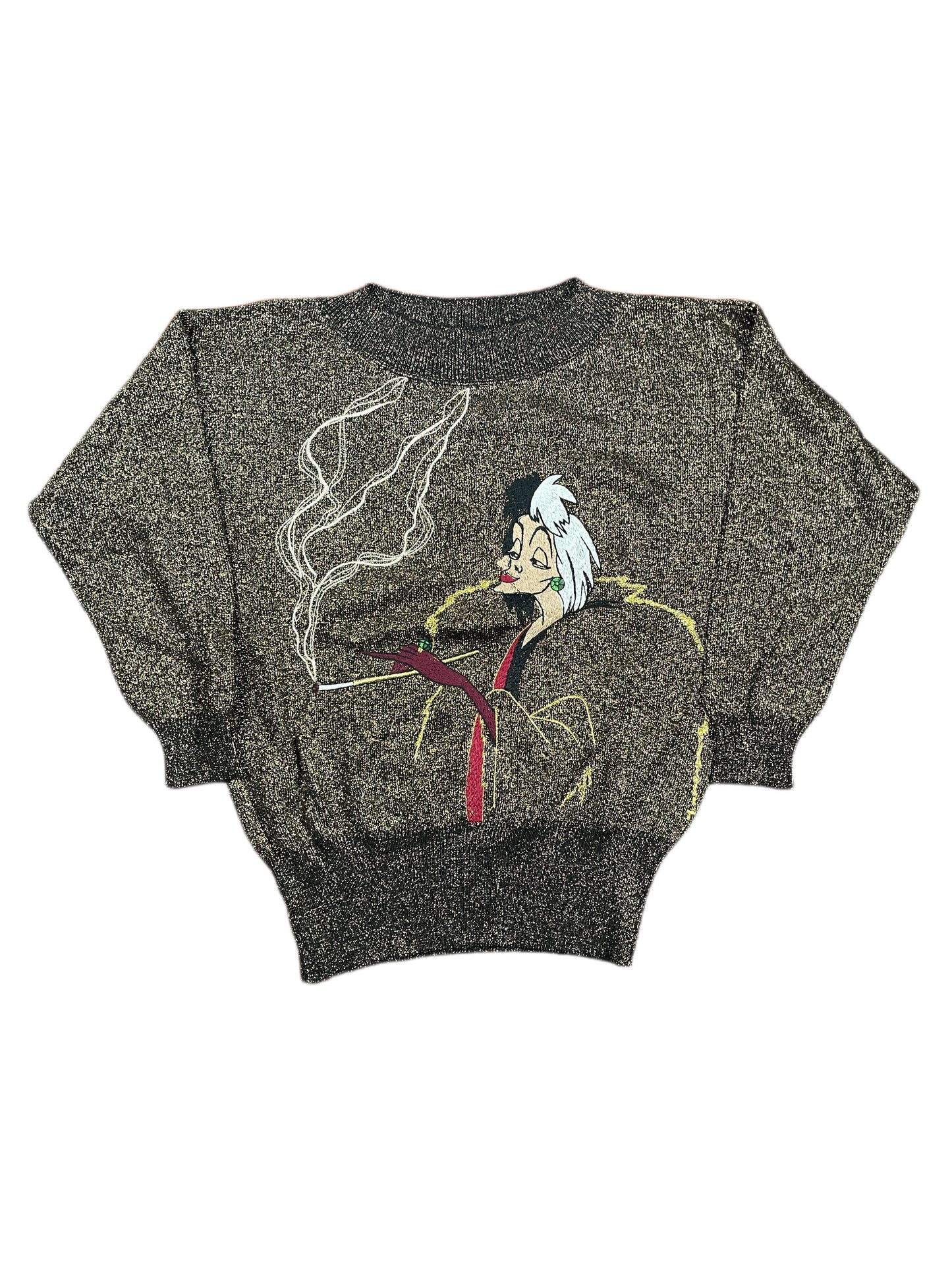 VIntage Iceberg 1990s Disney Cruella de Vil Knitted Sweatshirt Black Gold - XL