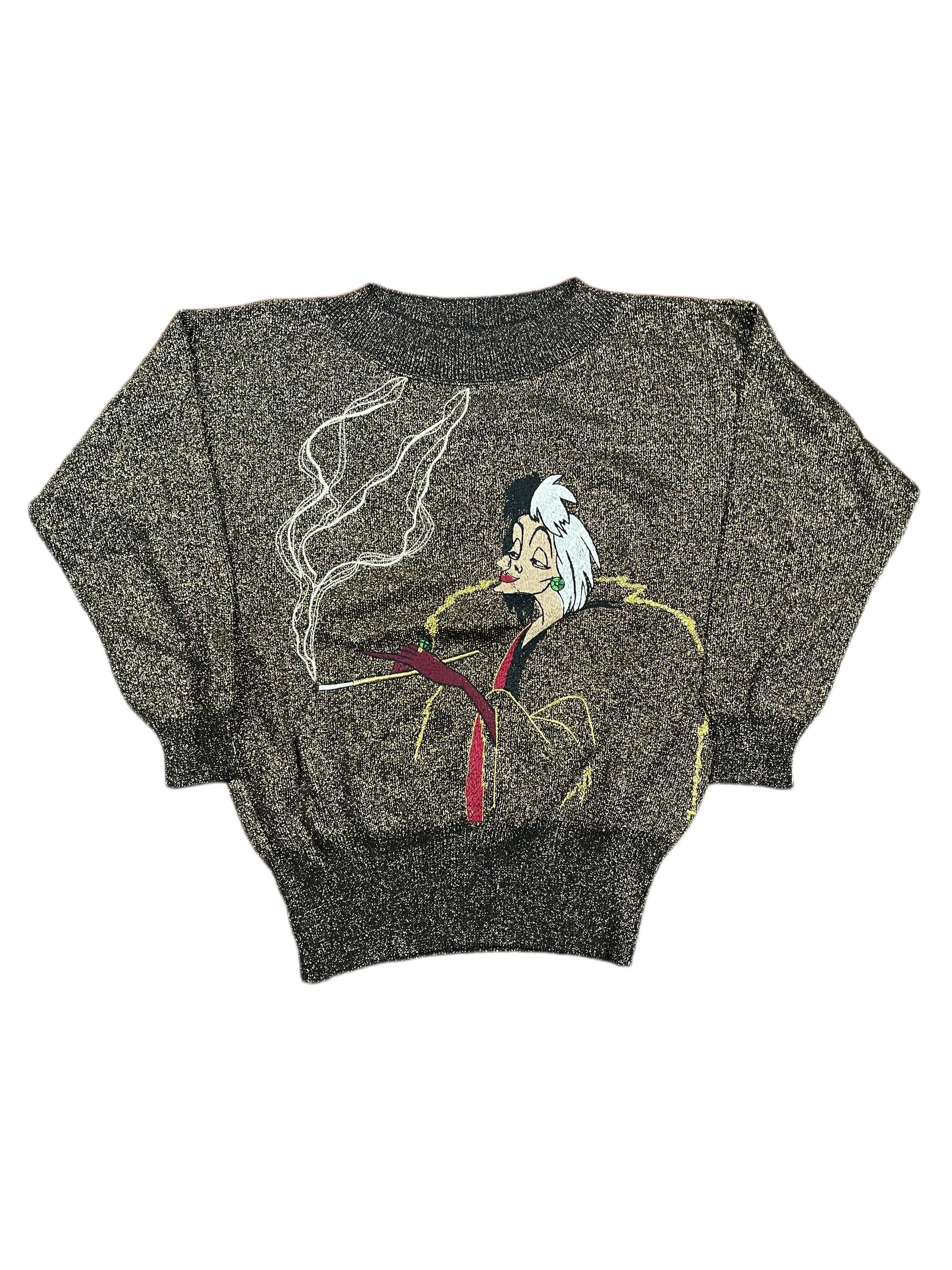 VIntage Iceberg 1990s Disney Cruella de Vil Knitted Sweatshirt Black Gold - XL