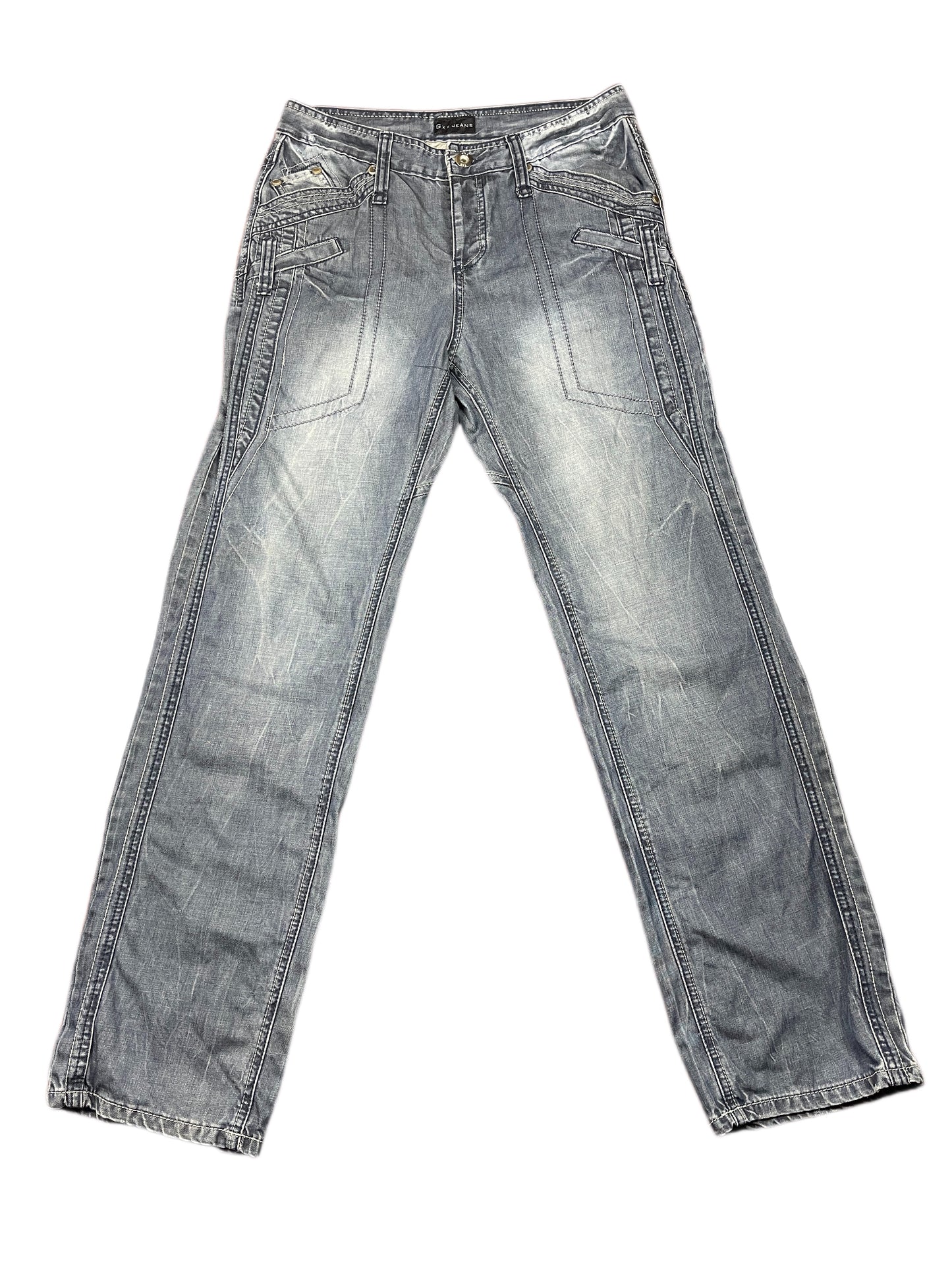 Y2k GX3 Denim Bootcut Pants Blue - L