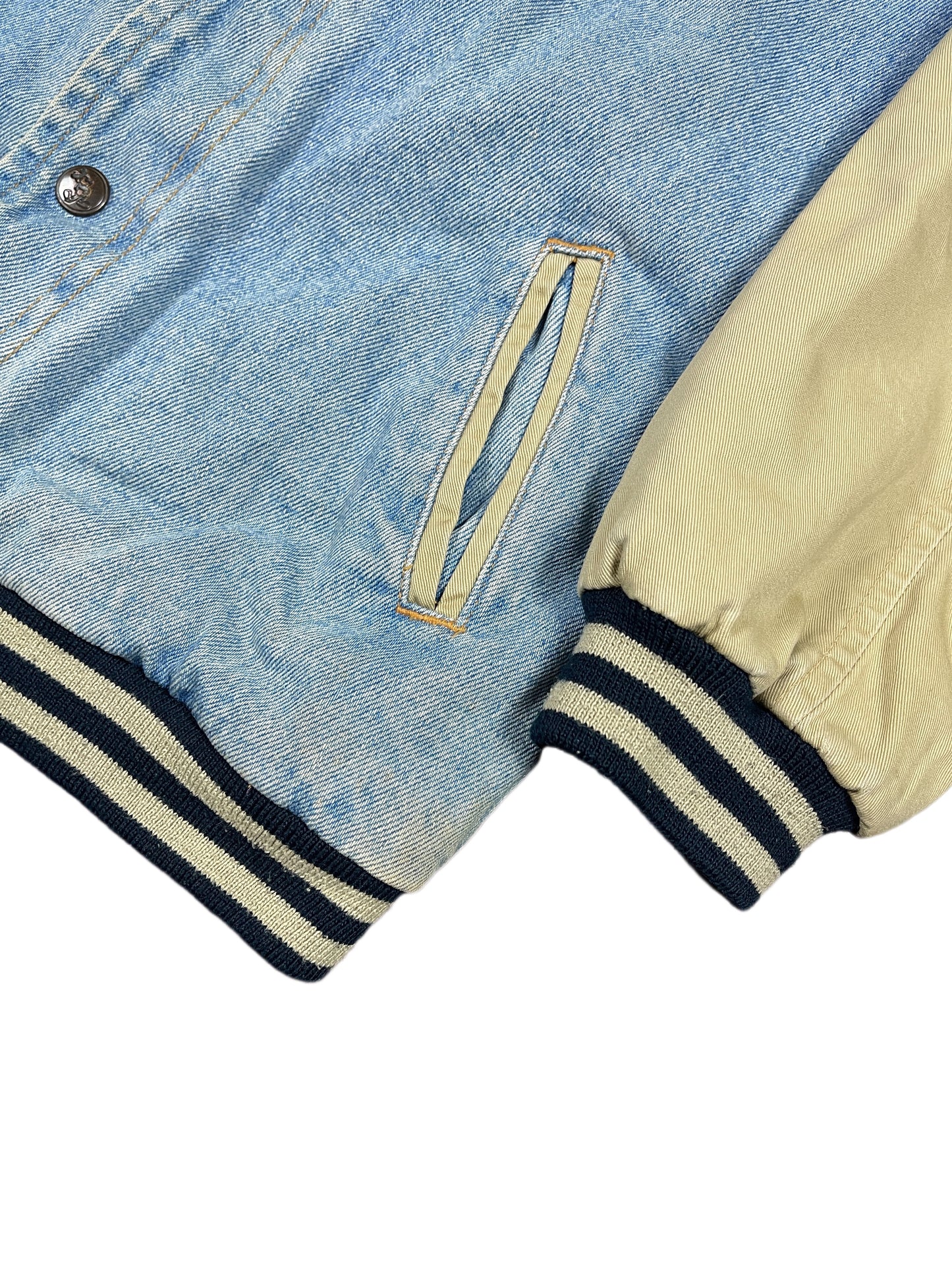 Vintage Disney Mickey Mouse 1990s Denim Collage Jacket Beige Blue - M