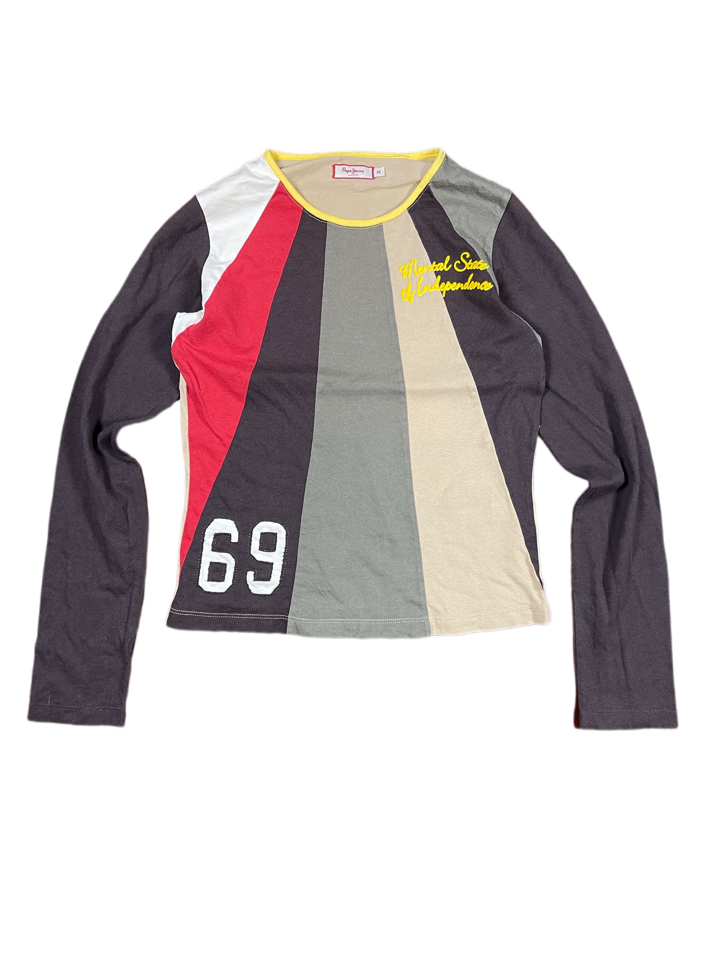 Y2k Pepe Jeans Long SLeeve Top Brown Multicolor - M