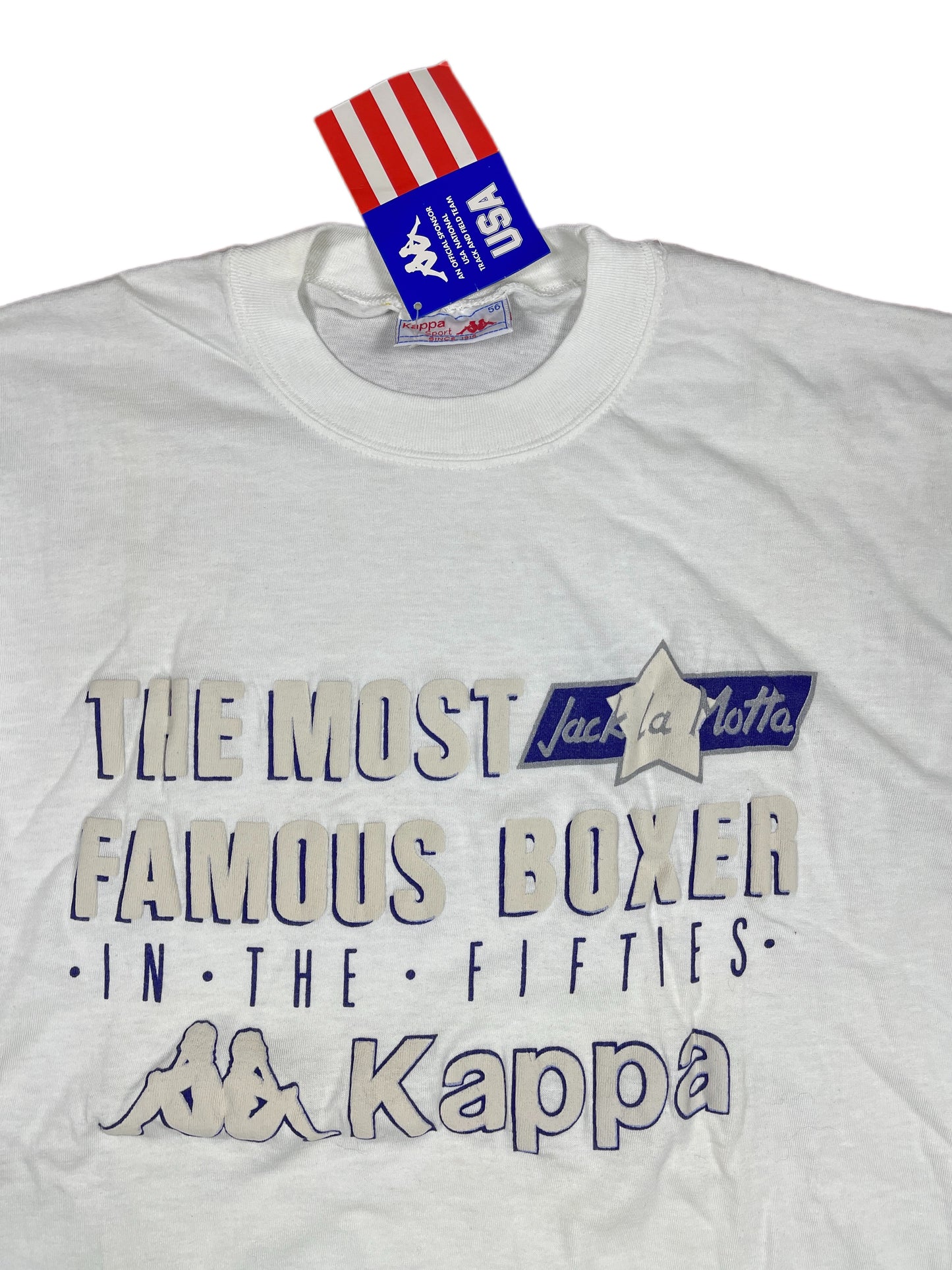 Vintage Kappa 1990s Jack La Motta T-Shirt White - XL