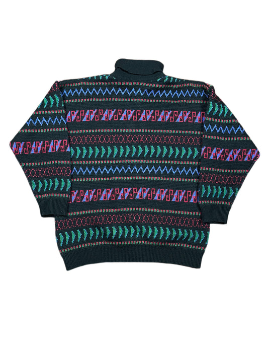 Vintage Contidien Knitted Sweatshirt Black Multicolor - XL