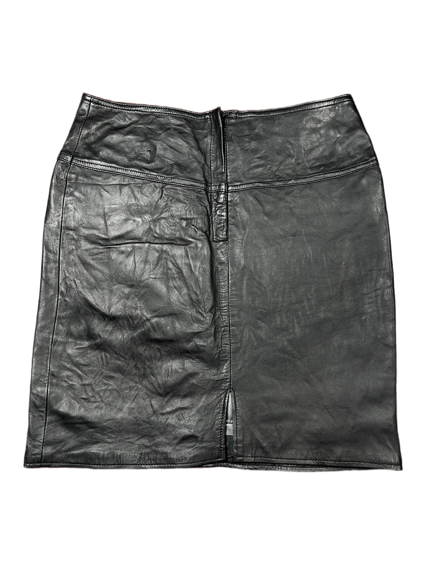 Vintage Leather Skirt Black - S