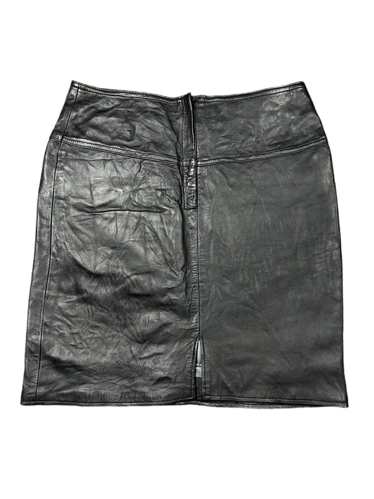 Vintage Leather Skirt Black - S