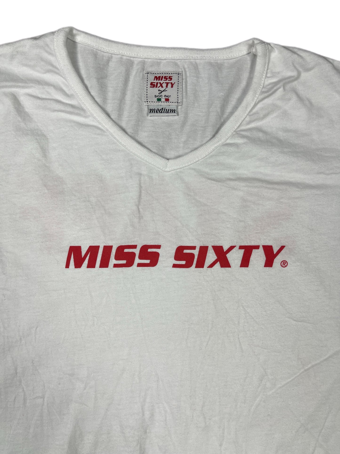 Y2k Miss Sixty Staff Short Sleeve Top White - M