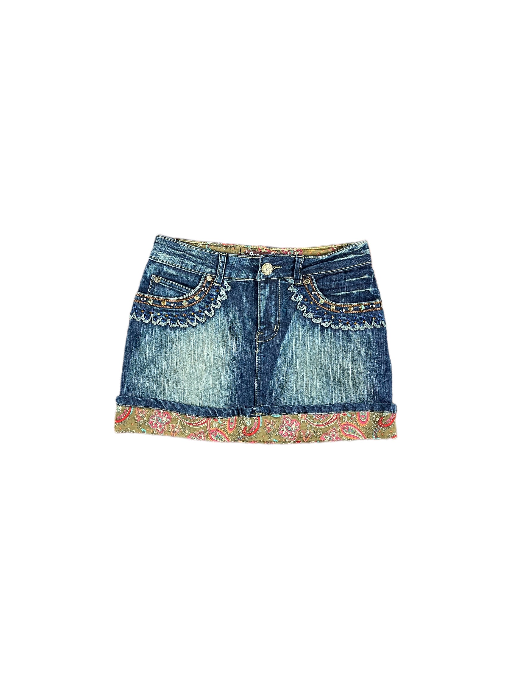 Y2k Go Go Fashion Denim Skirt Blue - M