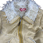 Diesel Fluffy Fake Leather Jacket Beige - XL