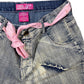Y2k Moda Europa Denim Pants Blue Pink - XS