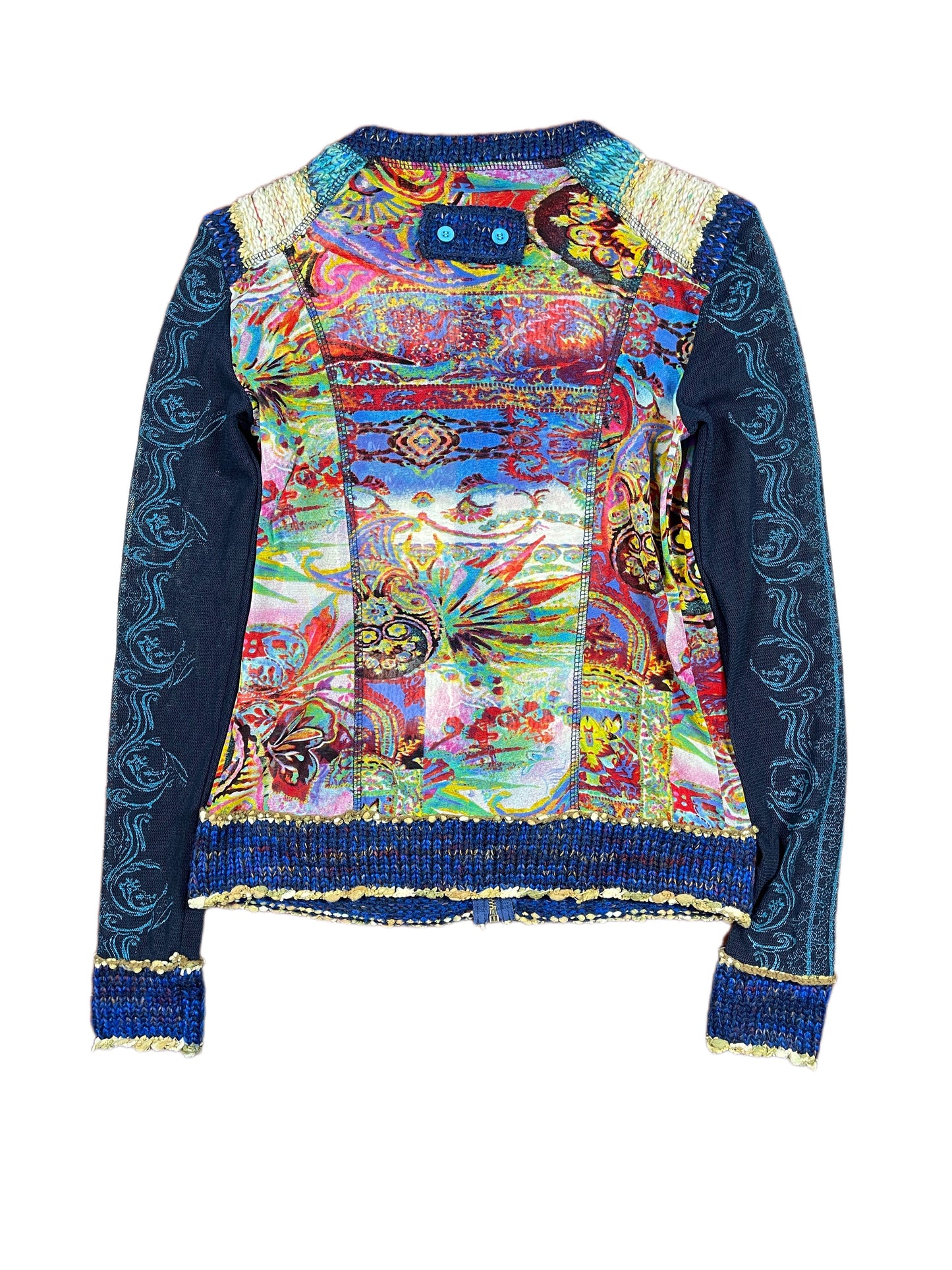 Y2k Lulu. M Knitted Mesh Zip Sweatshirt Multicolor - S