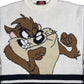 Vintage Looney Tunes 2001 Tasmanian Devil Warner Bros Chunky Knitted Sweatshirt White Black - L