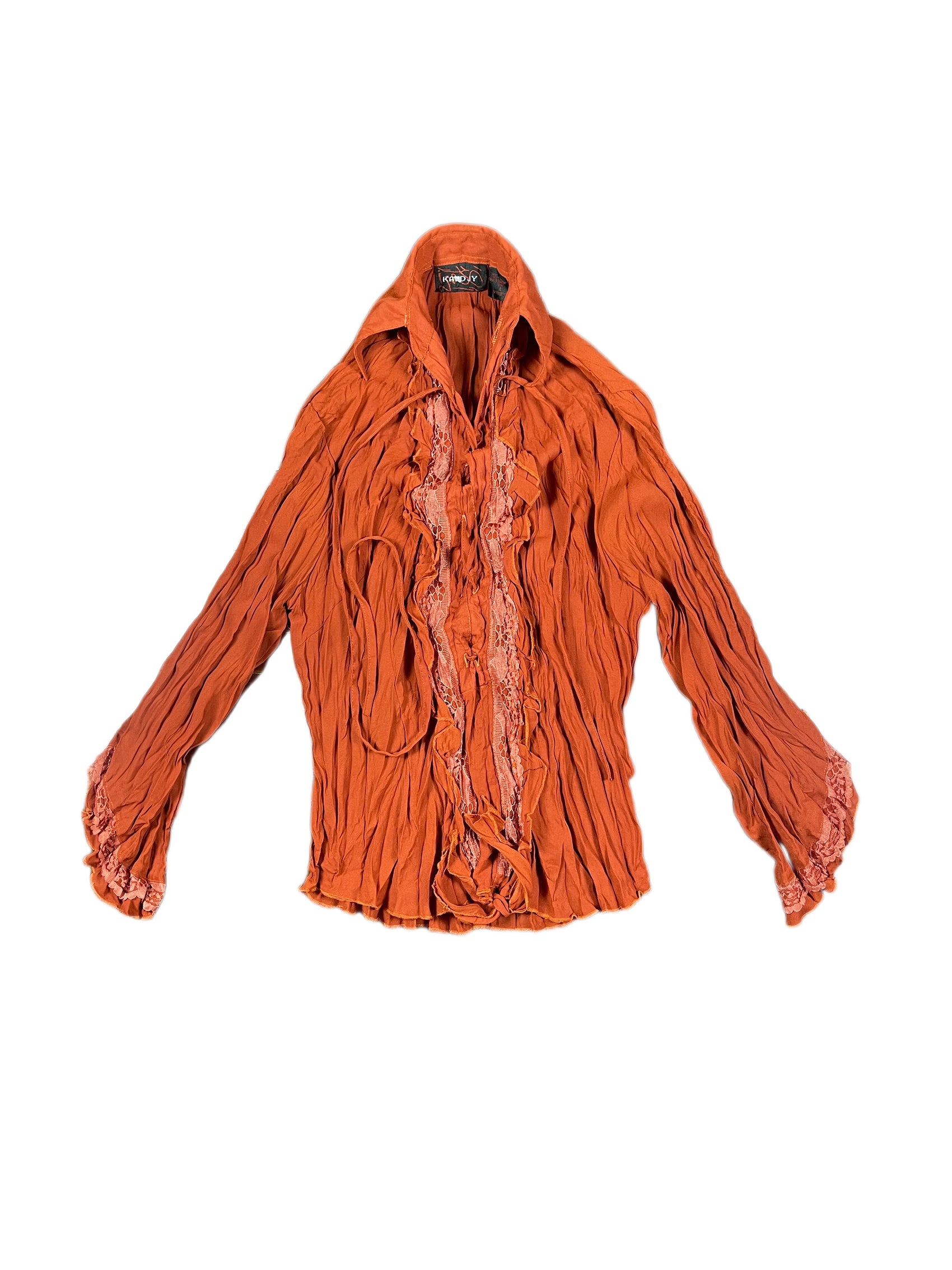 Y2k Kandjy Long Sleeve Top Orange - XS/S