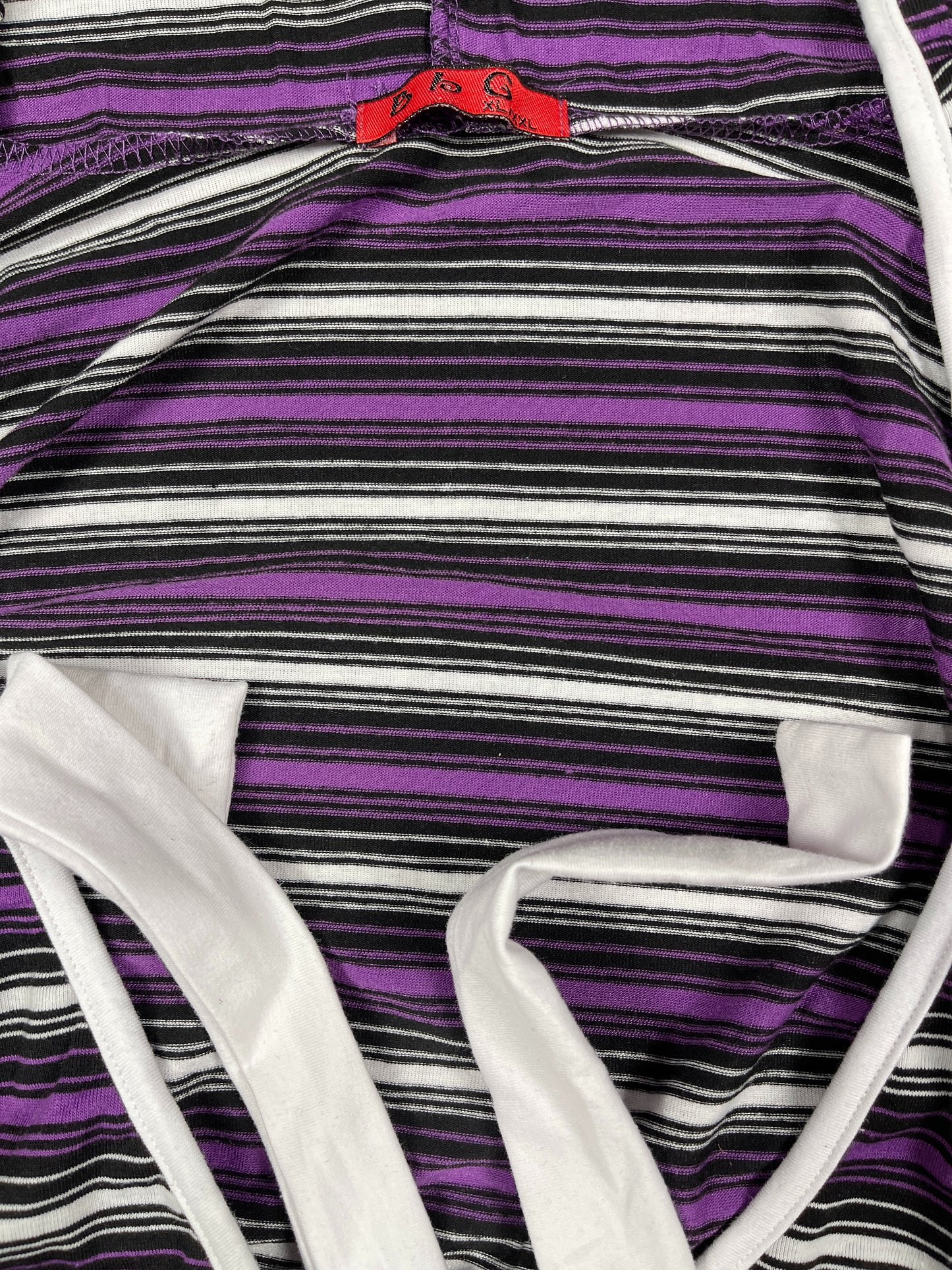 Y2k BbG Long Sleeve Top with Hood Purple Black - XL