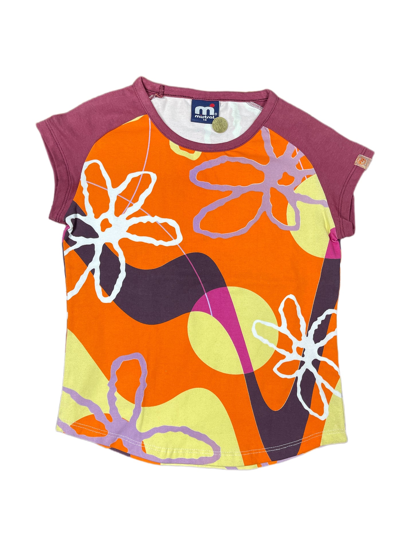 Y2k Mistral Short Sleeve Baby Top Red Orange - XXS/XS
