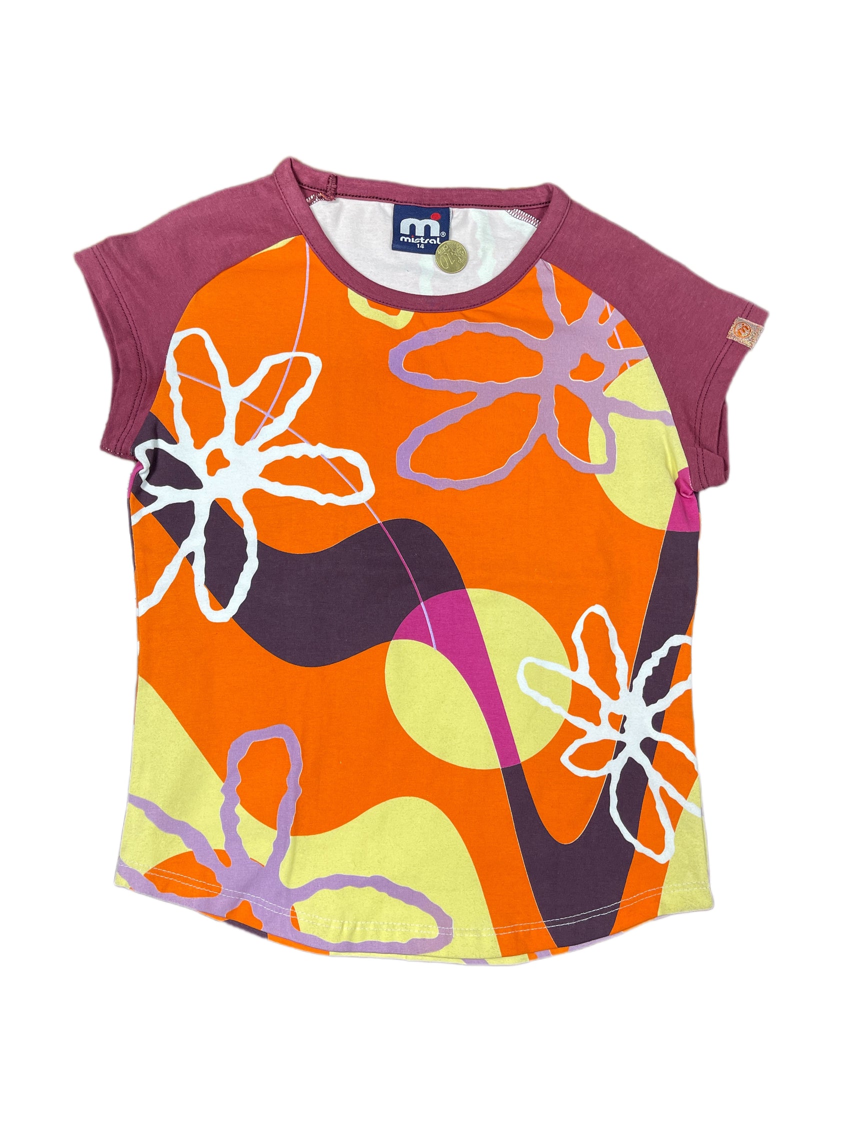 Y2k Mistral Short Sleeve Baby Top Red Orange - XXS/XS