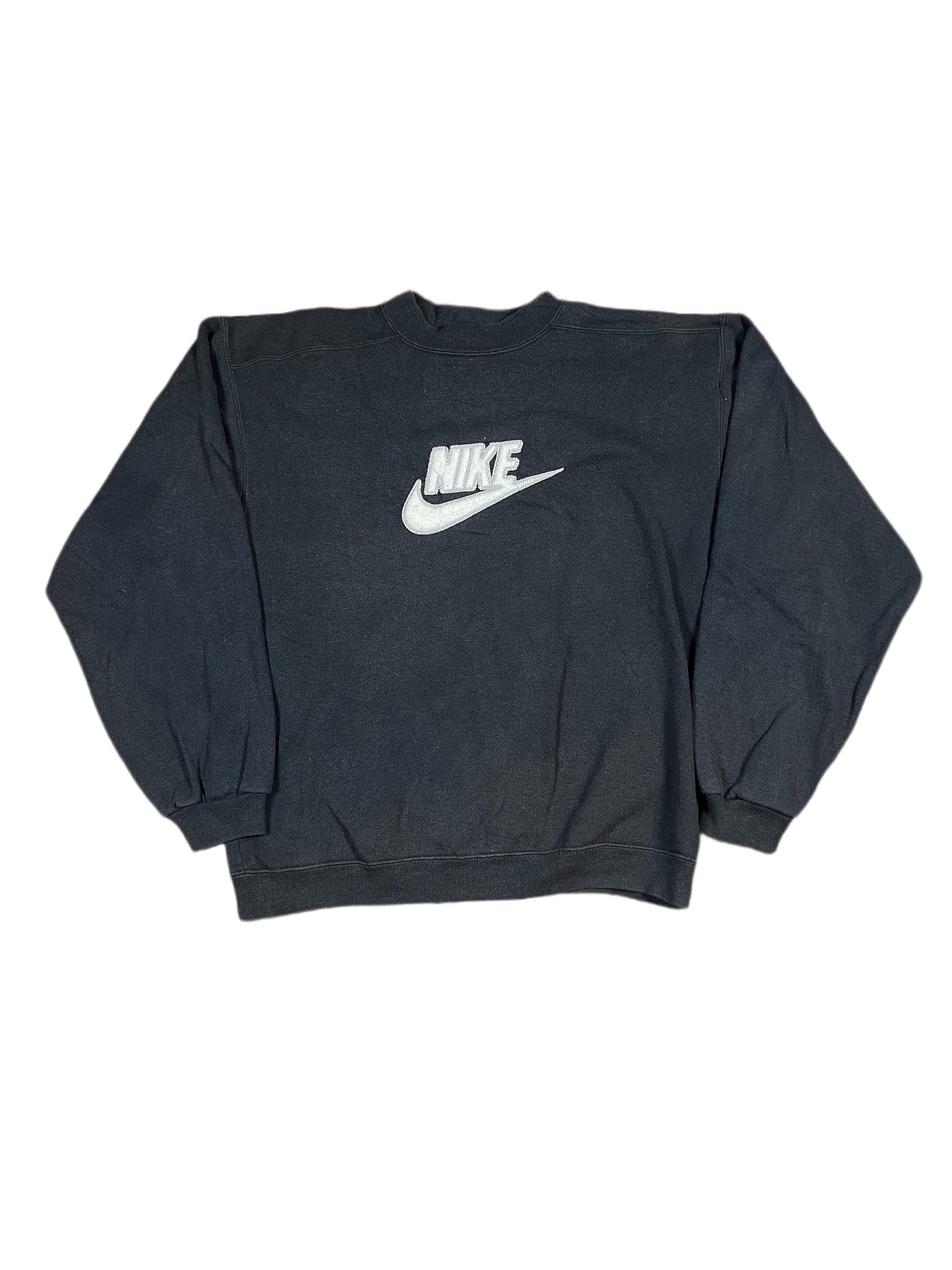Vintage Nike 1990s Sweatshirt Spell Out Black - XL