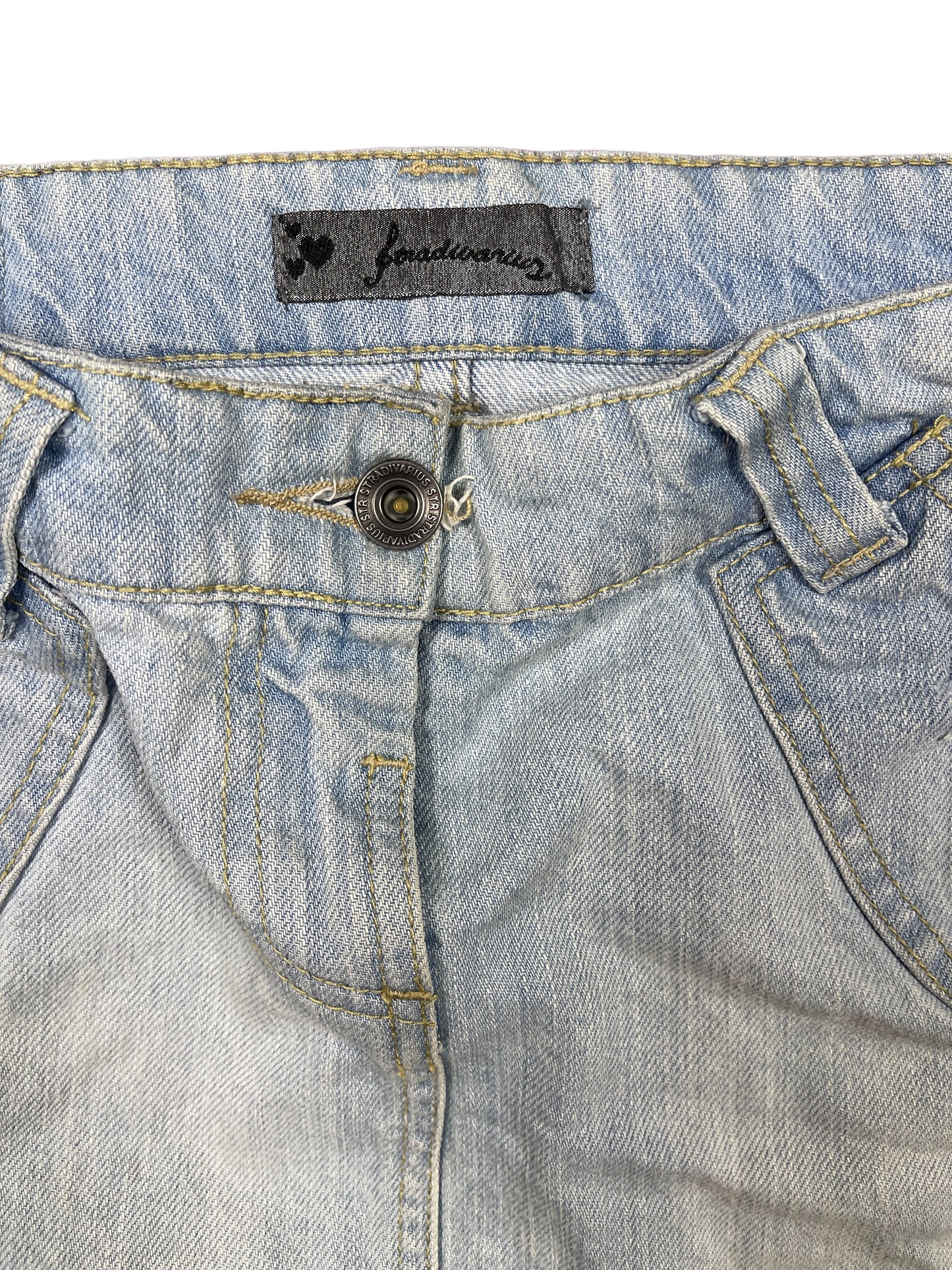 Y2k Stradivarius Denim Mini Low Waist Skirt Blue - L