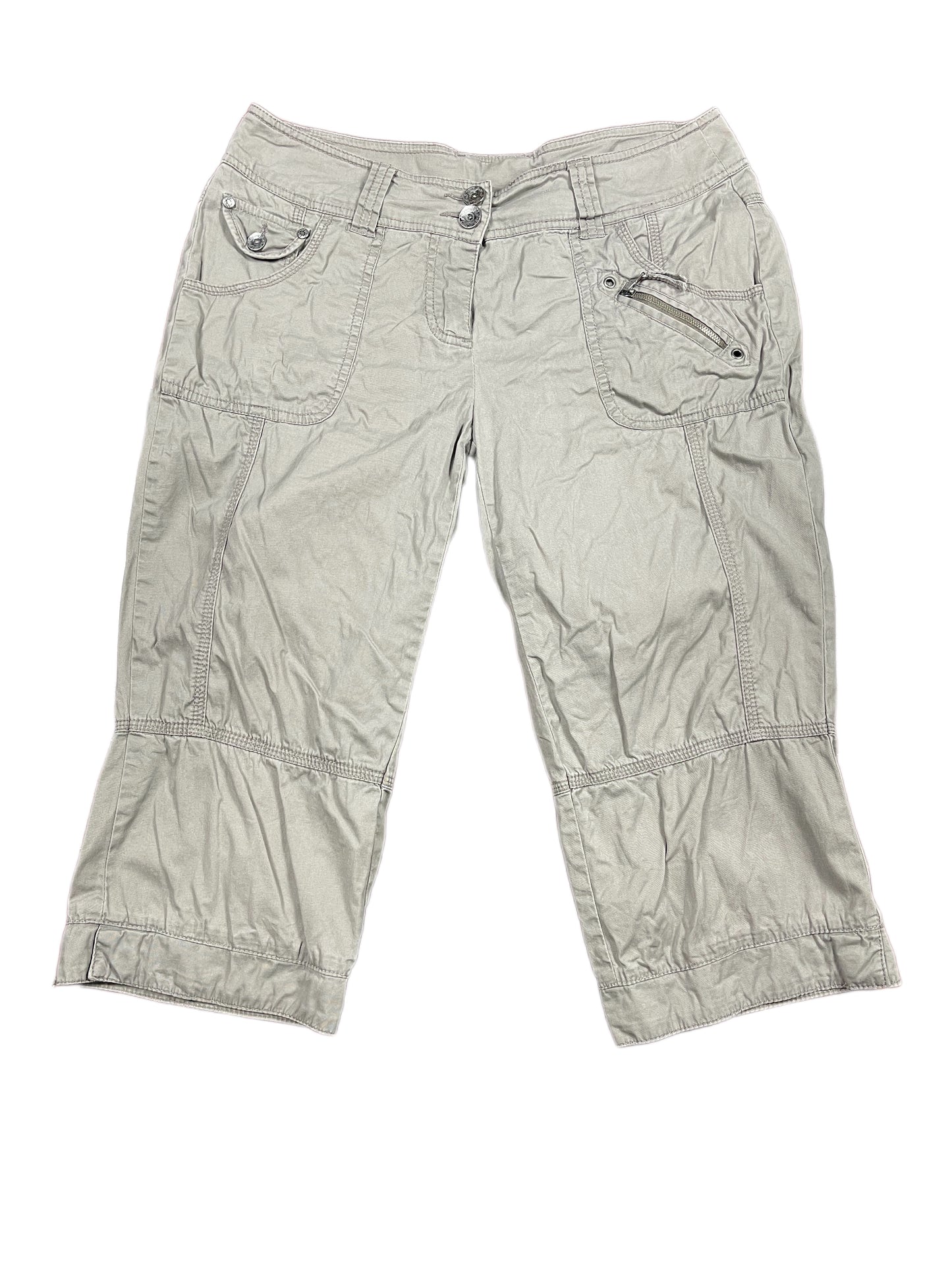 Y2k Camaieu Low Waist Capri Pants Khaki - M