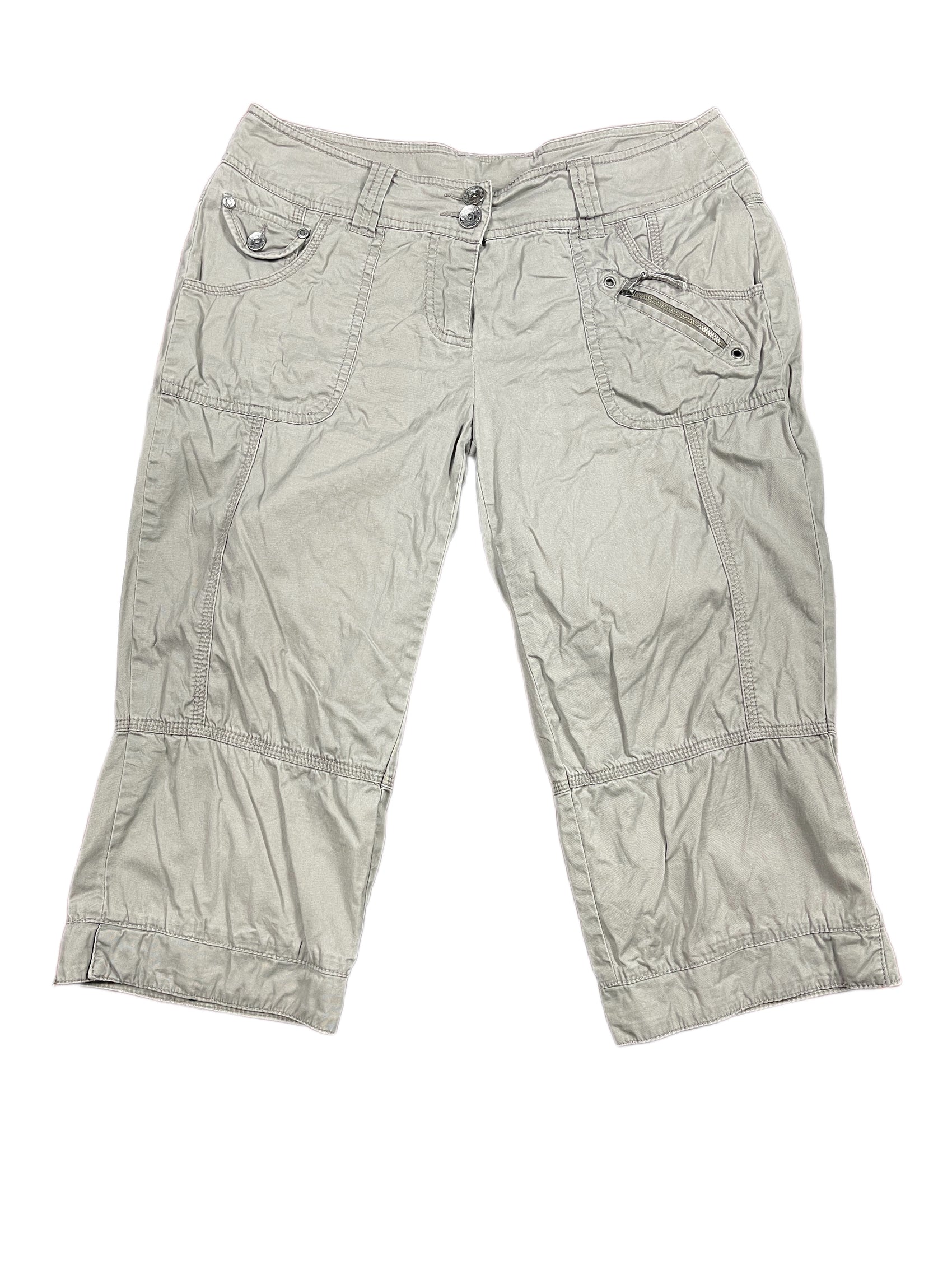 Y2k Camaieu Low Waist Capri Pants Khaki - M