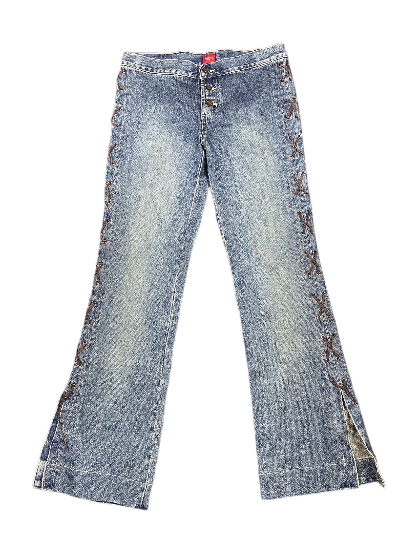 Y2k Pepe Jeans Low Waist Flared Denim Pants Blue - M