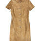 Y2k 2008 Leather Short Sleeve Dress Brown - L