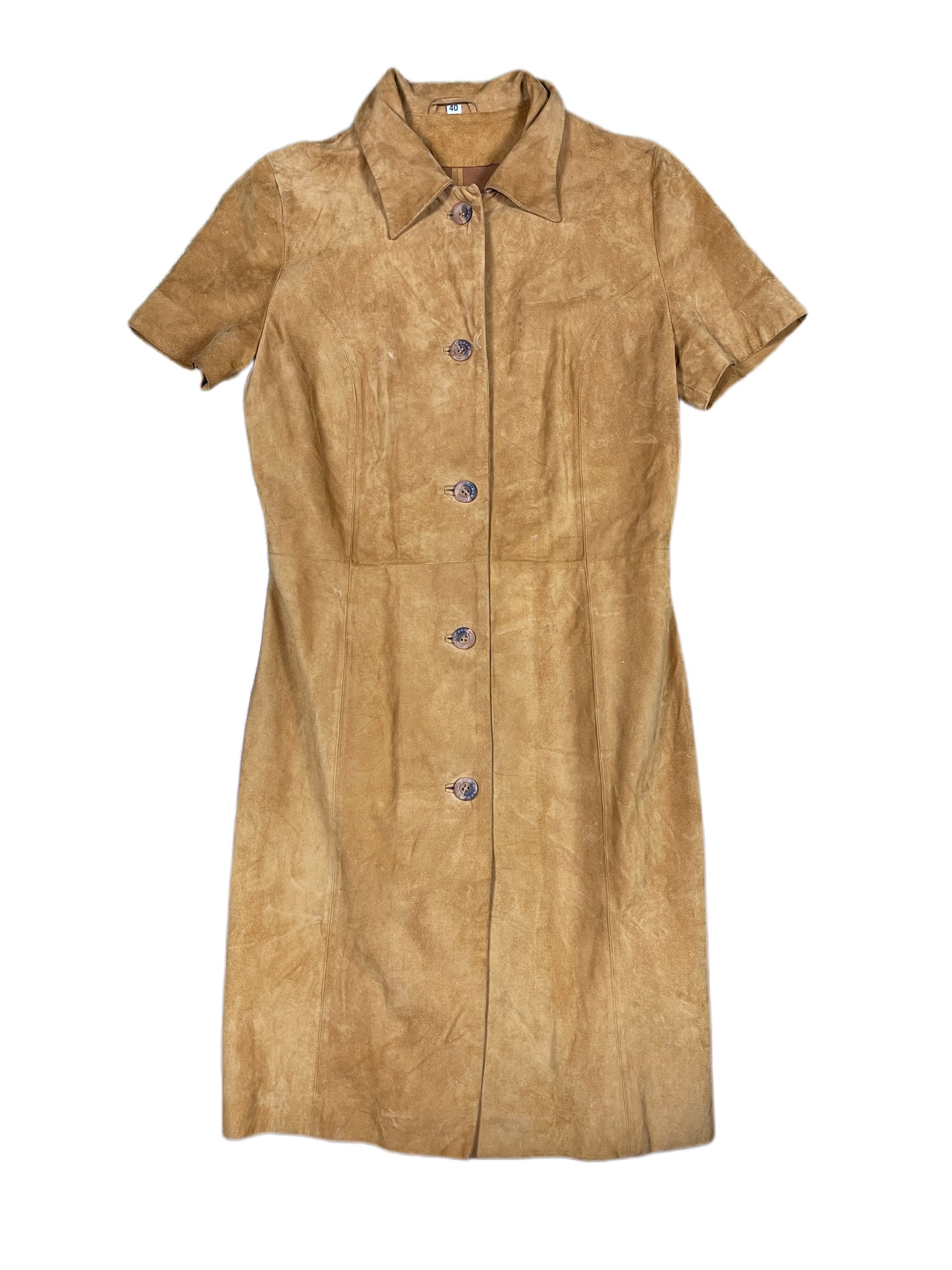 Y2k 2008 Leather Short Sleeve Dress Brown - L