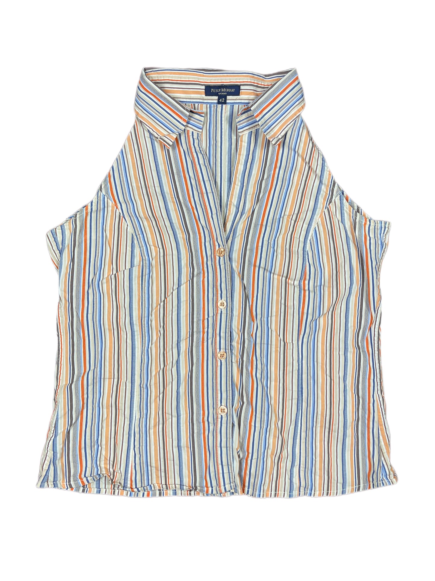 Y2k Peter Murray Sleeveless Polo Top Striped Multicolor - XL