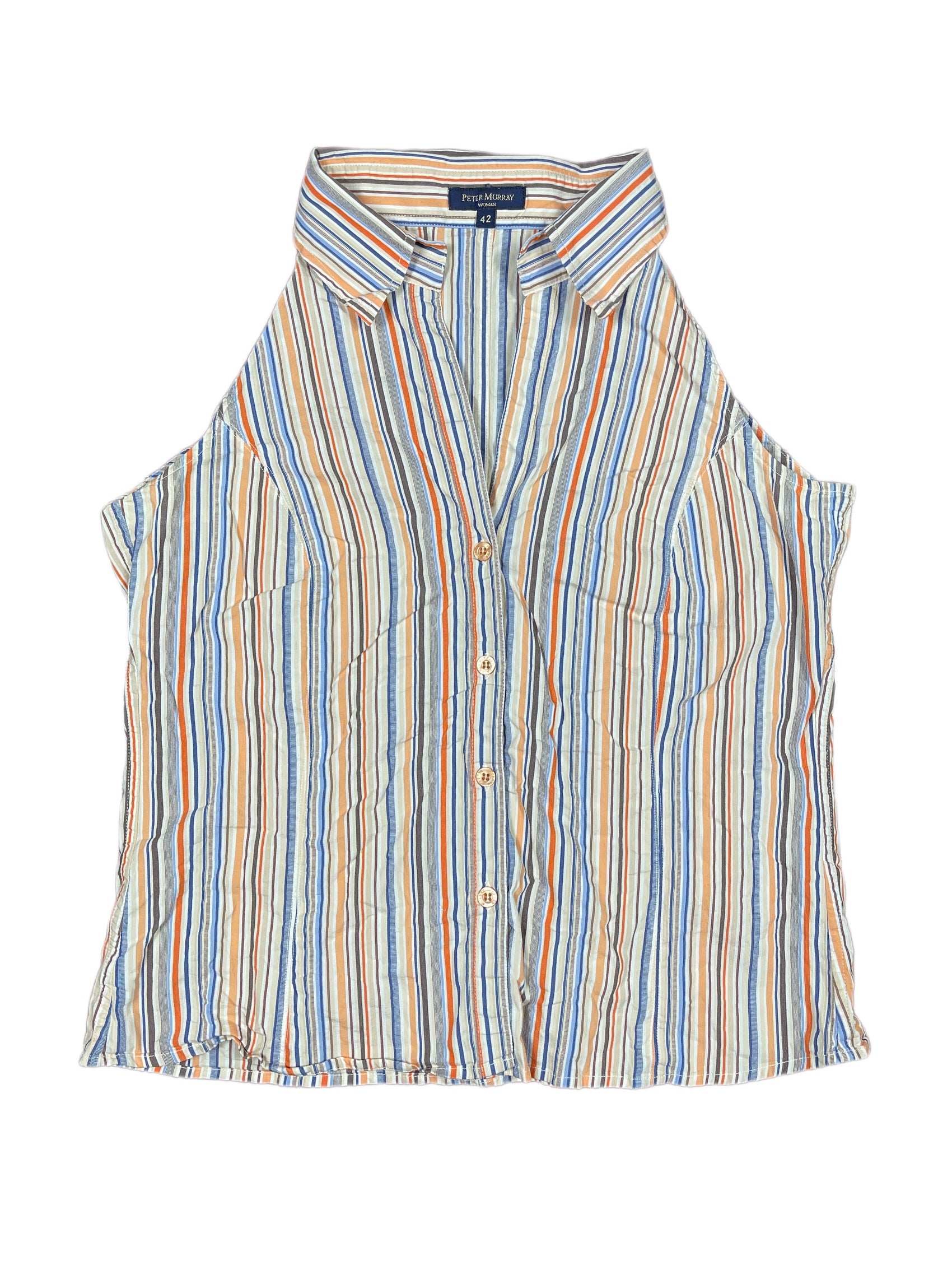 Y2k Peter Murray Sleeveless Polo Top Striped Multicolor - XL
