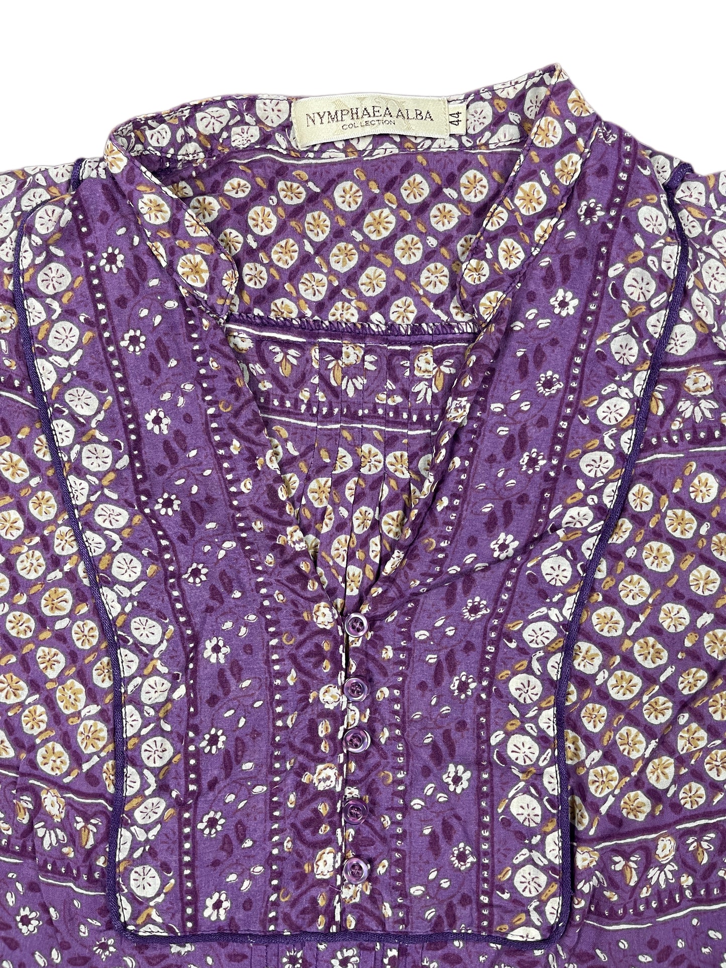 Vintage Nymphaea Alba Short Sleeve Top Purple - XXL