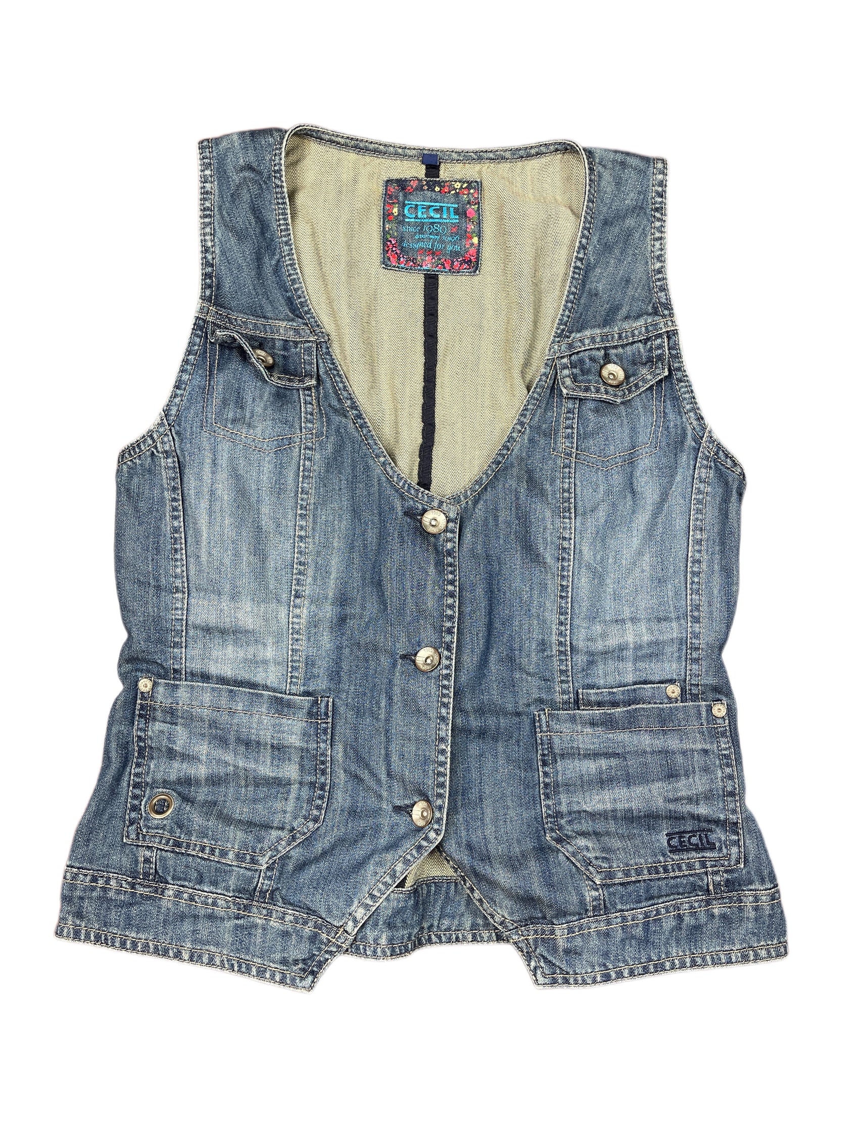 Y2k Cecil Denim Vest Blue - M
