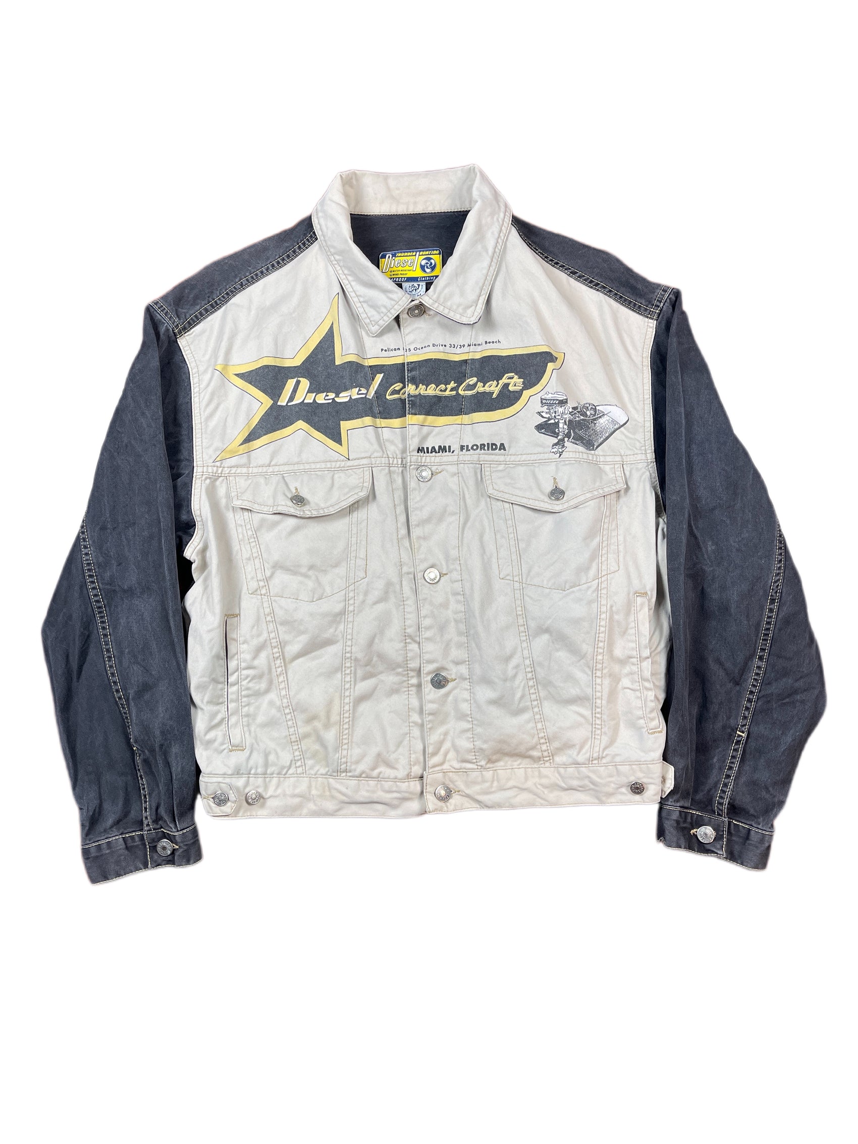 Vintage Diesel 90s Denim Jacket Gray Cream M