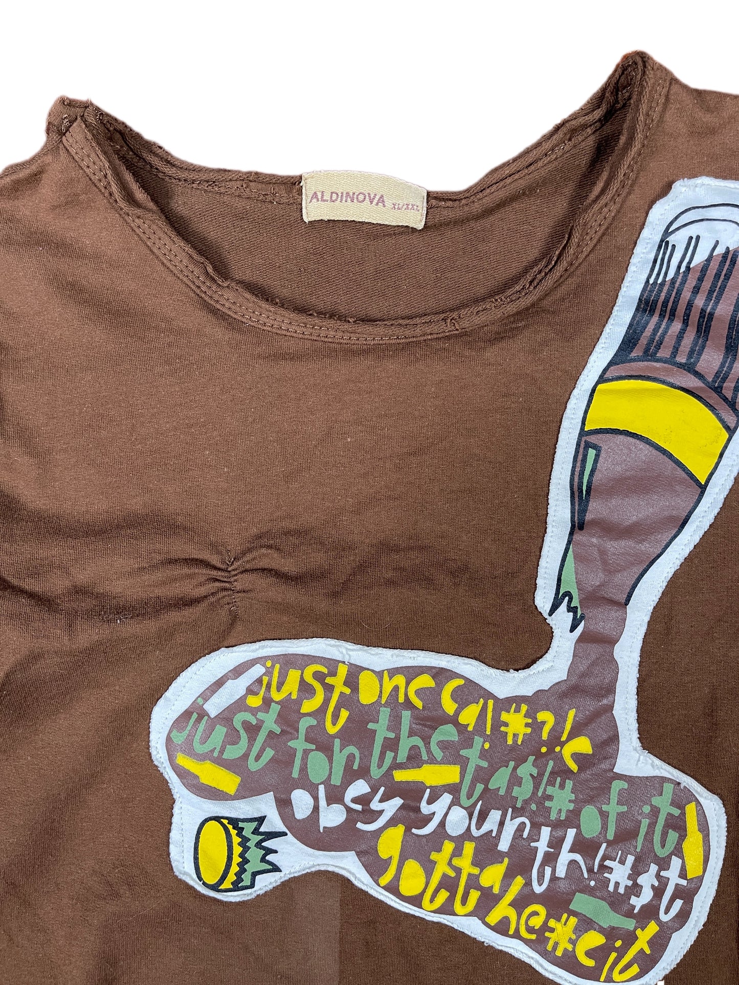 Y2k Aldinova Long Sleeve Top Brown - XL/XXL