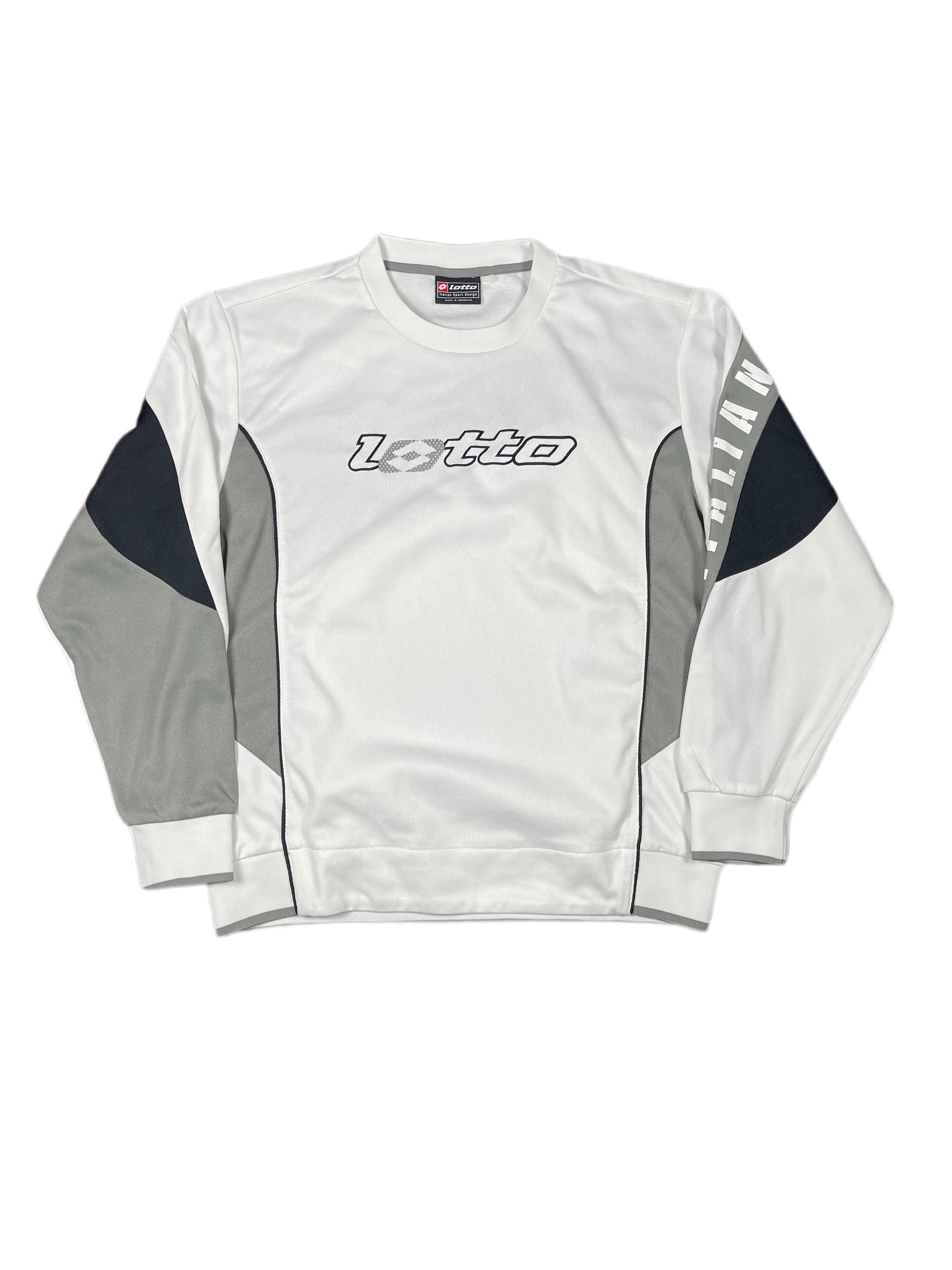 Y2k Lotto Sport Sweatshirt White Gray - XL