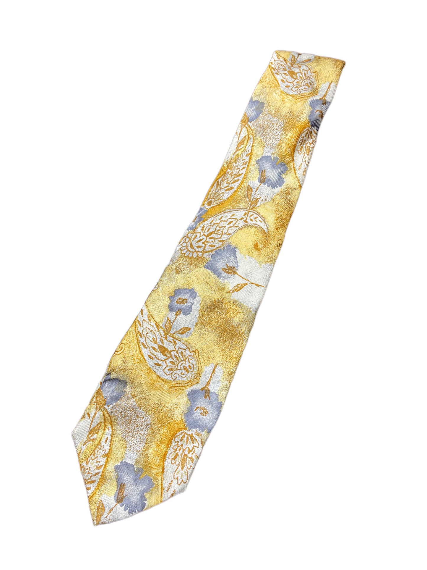 Vintage C&A Silk Tie Flowers Yellow
