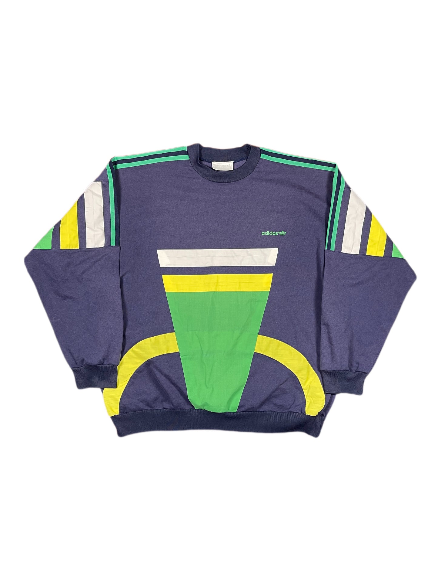 Vintage Adidas 1990s Sweatshirt Navy Green - L